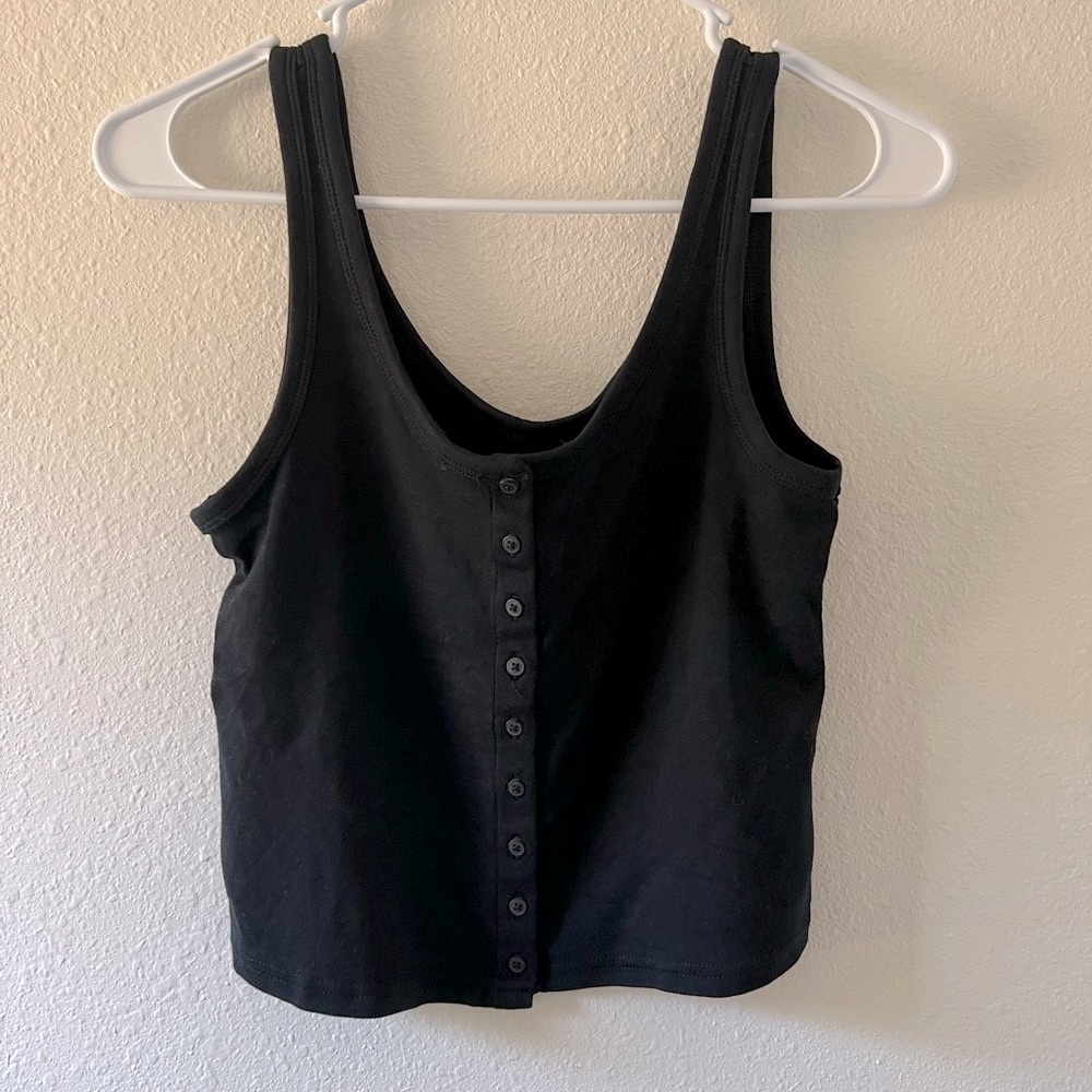 Gap button front cotton knit crop tank M EUC